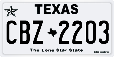 TX license plate CBZ2203