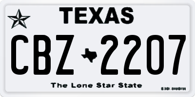 TX license plate CBZ2207