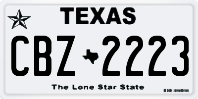 TX license plate CBZ2223