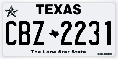 TX license plate CBZ2231