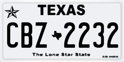 TX license plate CBZ2232