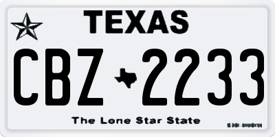 TX license plate CBZ2233