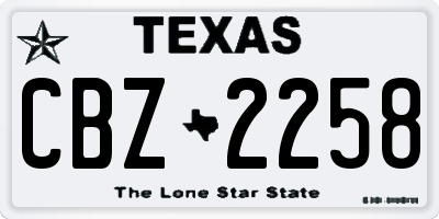 TX license plate CBZ2258