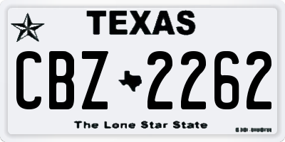 TX license plate CBZ2262