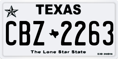 TX license plate CBZ2263