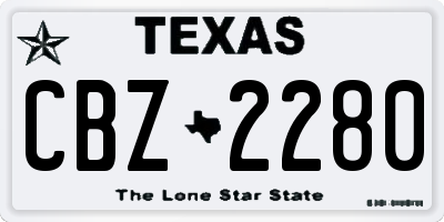 TX license plate CBZ2280