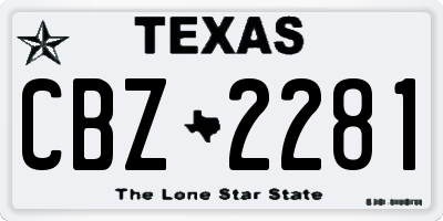 TX license plate CBZ2281