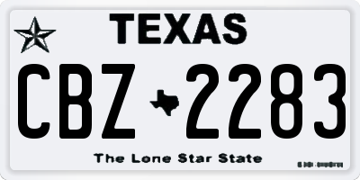 TX license plate CBZ2283