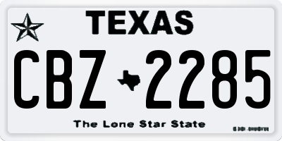 TX license plate CBZ2285