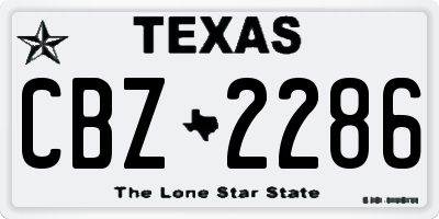 TX license plate CBZ2286