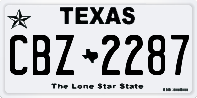 TX license plate CBZ2287