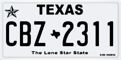 TX license plate CBZ2311