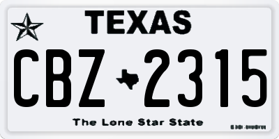 TX license plate CBZ2315