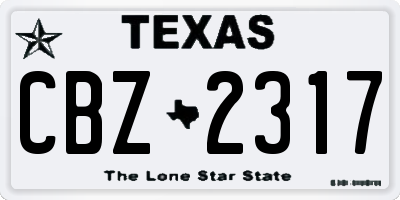 TX license plate CBZ2317