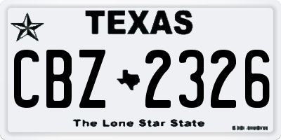 TX license plate CBZ2326