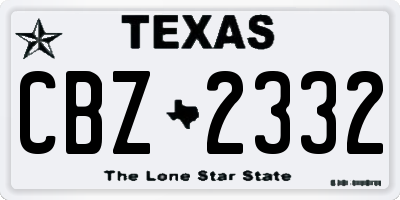 TX license plate CBZ2332