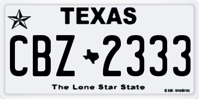 TX license plate CBZ2333