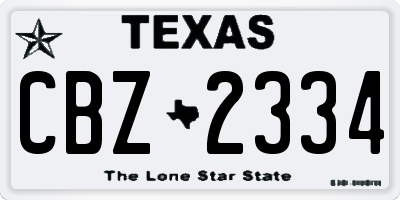 TX license plate CBZ2334