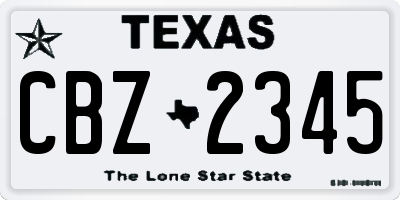 TX license plate CBZ2345