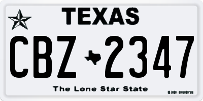 TX license plate CBZ2347