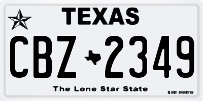 TX license plate CBZ2349