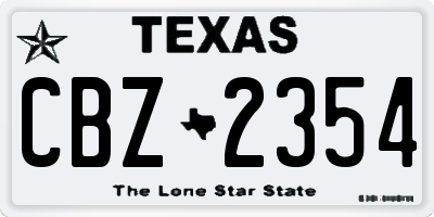 TX license plate CBZ2354