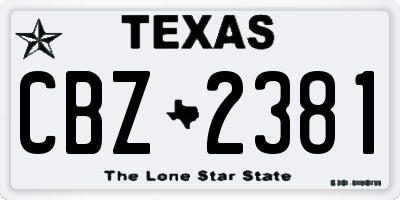 TX license plate CBZ2381