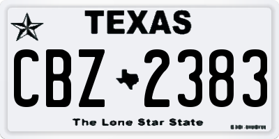 TX license plate CBZ2383