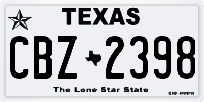TX license plate CBZ2398