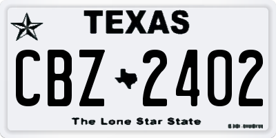 TX license plate CBZ2402