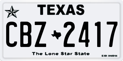 TX license plate CBZ2417