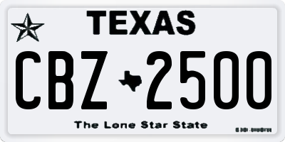 TX license plate CBZ2500