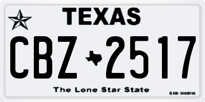 TX license plate CBZ2517