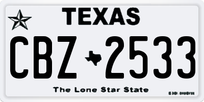 TX license plate CBZ2533