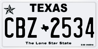 TX license plate CBZ2534