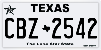 TX license plate CBZ2542