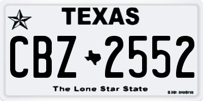 TX license plate CBZ2552