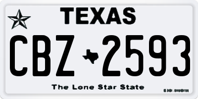 TX license plate CBZ2593