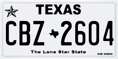 TX license plate CBZ2604