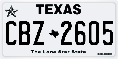 TX license plate CBZ2605