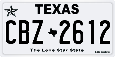 TX license plate CBZ2612