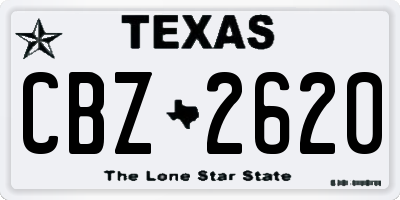 TX license plate CBZ2620