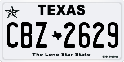 TX license plate CBZ2629