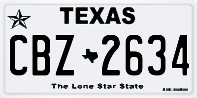 TX license plate CBZ2634