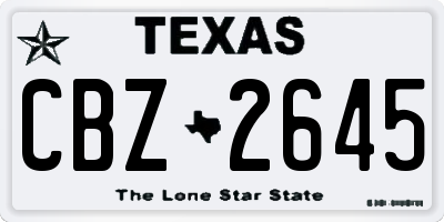 TX license plate CBZ2645