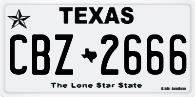 TX license plate CBZ2666