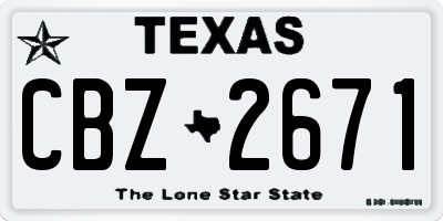 TX license plate CBZ2671