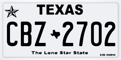 TX license plate CBZ2702