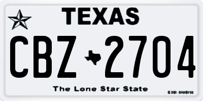 TX license plate CBZ2704