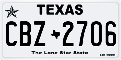 TX license plate CBZ2706